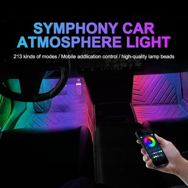 48 LED Auto Sisustus Ambient jalka valo USB Langaton Kaukosäädin Musiikki App Ohjaus Auto RGB Ilmakehä koriste lamput