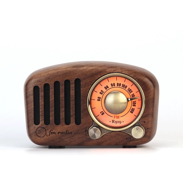 Radio Retro Bluetooth Høyttaler Valnøtt Tre FM Radio Med gammel moden klassisk stil