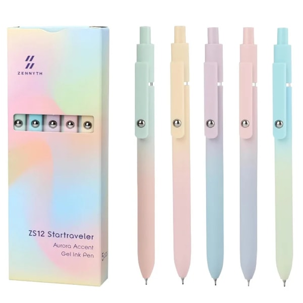 Gradient Färg Writing Penna Svart Refill Gel Ink Penna Soft Touch Papery Penna