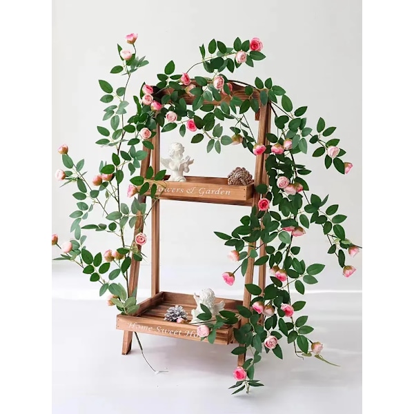 Kunstig Rose Blomster Rattan Vine Twine Og Fest Bryllup Hjem Gjerde Vegg Dekorasjon