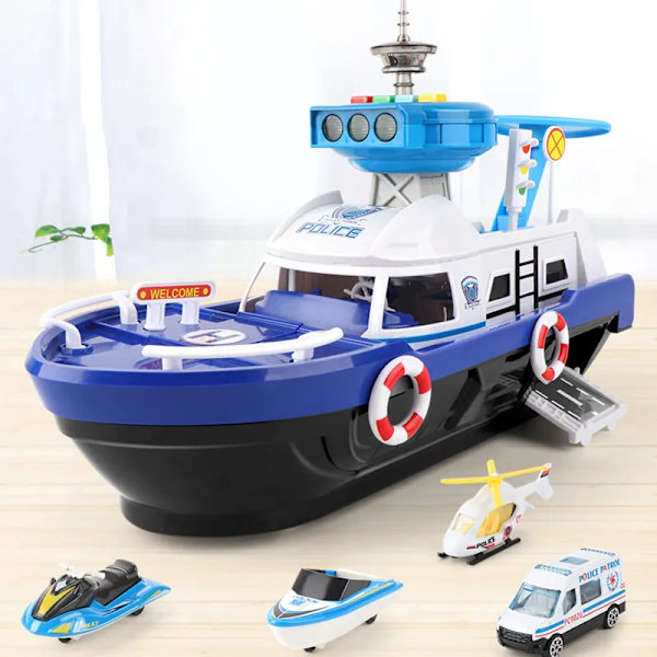 Simulering Spår Tröghet Båt Diecasts & Toy Fordon Music Story Light Toy Skep Modell Toy