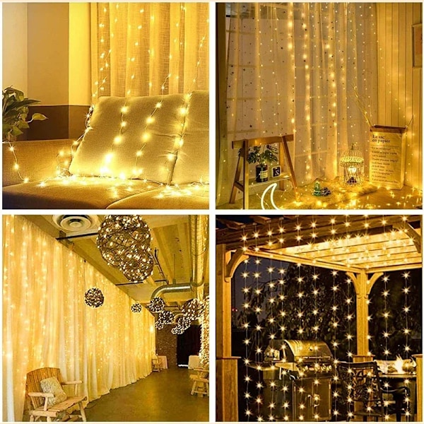 3M LED Gardin String Lys Fe Dekoration USB Ferie Garland Lampe 8 Mode