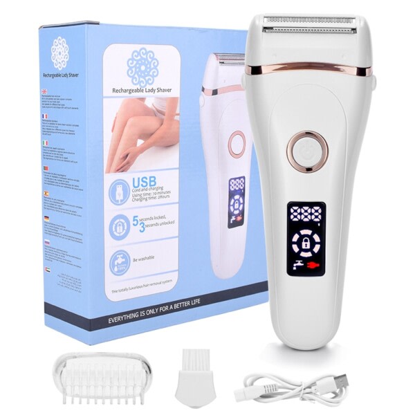 USB uppladdningsbar Kvinnor Smärtfri Elektrisk Epilator Hår trimmer LCD