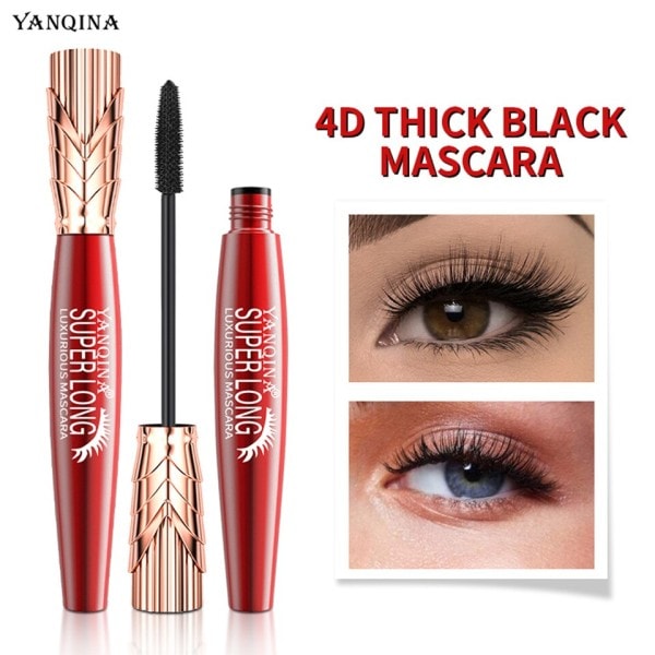 1 PC Lasting Natural 4D Curling Tyk Lange Øjenvipper Hurtig Tørre Ikke-blomstrende Mascara