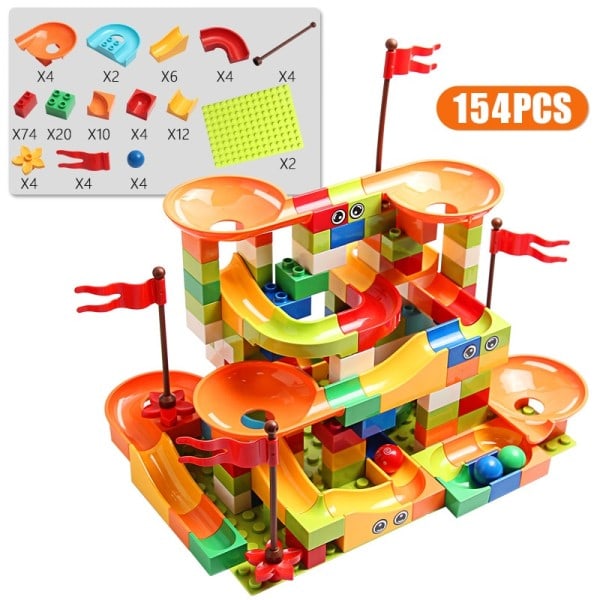 Marmor Race Løb Big Blok Kompatibel by Bygningsblokke Tragt Slide Blocks DIY Big Bricks Legetøj
