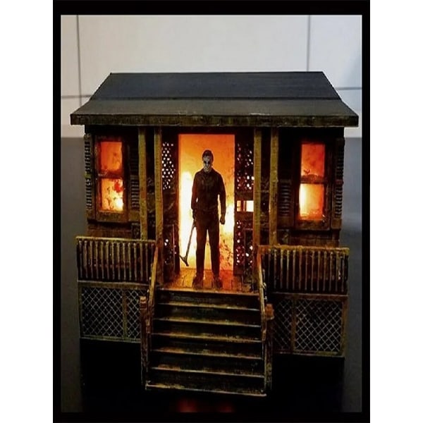 Horror Film Skulptur Oplyst 3D Model Harpiks Håndværk Hjem Fest Dekor Statue Figur