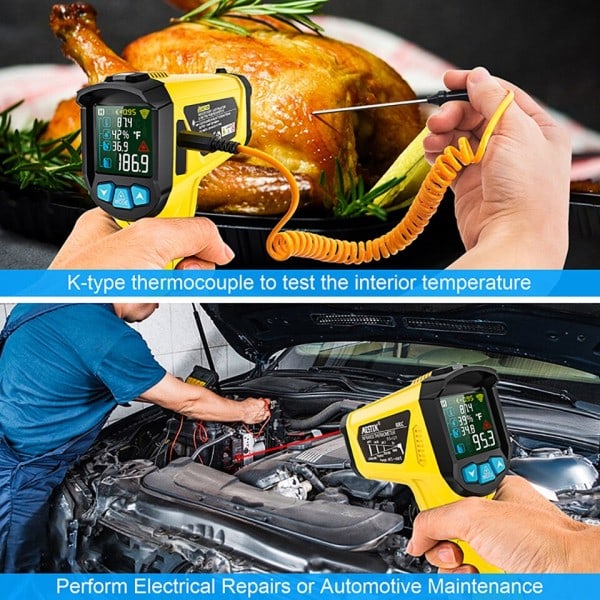 Digital Infraröd Termometer 800/600/400C Adaptiv Emissivitet Beröringsfri Temperatur Meter Laser Pyrometer