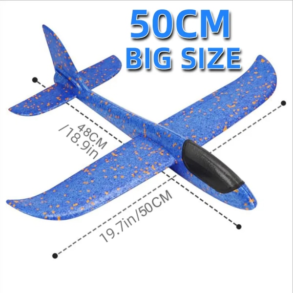 50CM Stor skum Fly Svævefly Hånd Kast Fly Lys Inertial EPP Bubble Planes Udendørs Launch Børne Legetøj