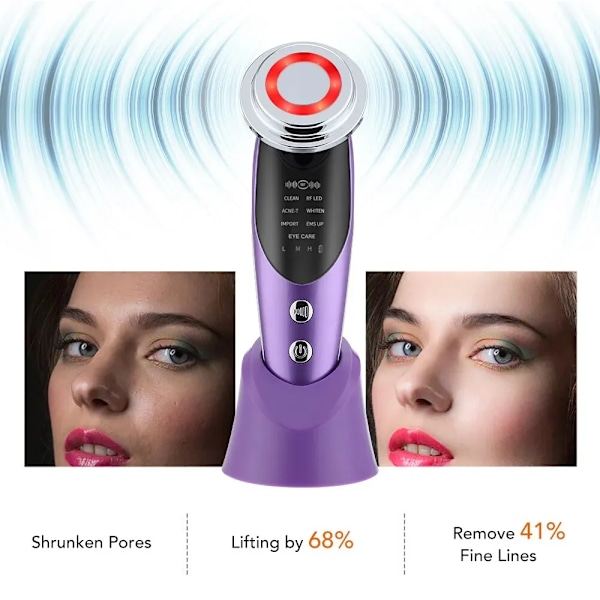 7 in 1 Ansiktslyft Enheter EMS RF Mikroström Hud föryngring Kvinnor Ansiktsbehandling Massager Ljus terapi Anti åldrande rynkor skönhet