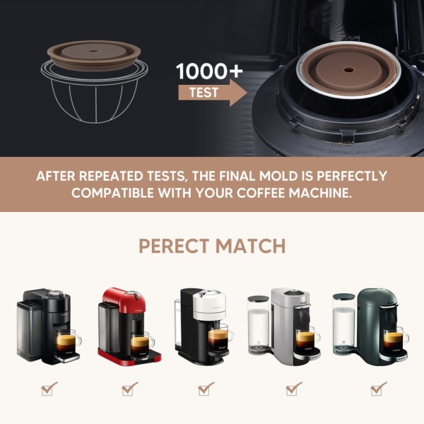 Återanvändbar Silicon Kåpa för Nespresso Vertuo Kapsel Engångs Original Kaffe Kåpor Filter