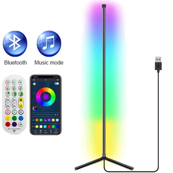 Vardagsrum Dimbar Hörn Golv Lampa 150cm Stativ Tuya Smart RGB LED Mood Light