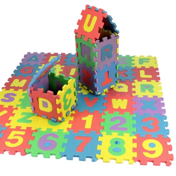 36 bitar barn mini EVA skum Alfabet bokstäver siffror golv mjuk baby matta 3D pussel barn pedagogiska leksaker
