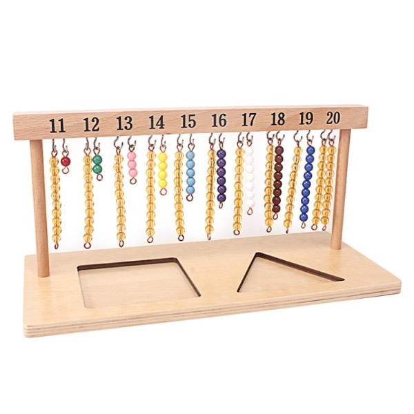 Montessori Undervisning Matematik Legetøj Digital Tal 1-20 Bøjle Og Farve Perler Trapper