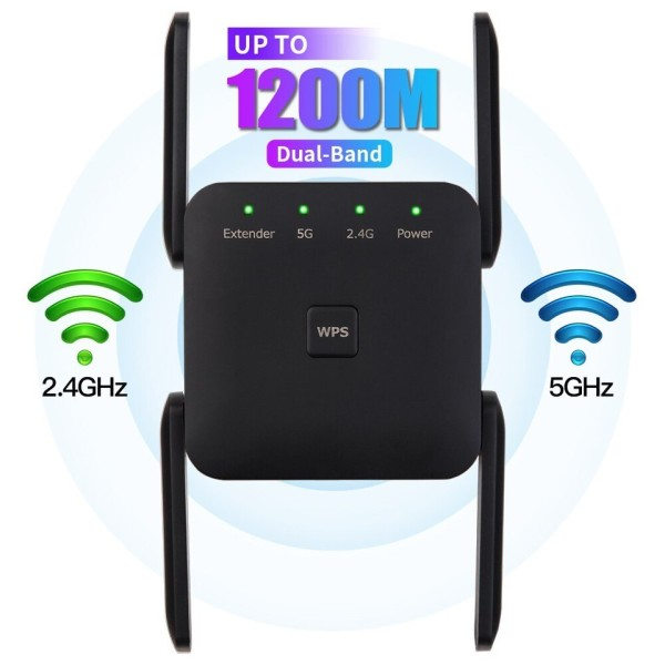5Ghz AC1200 WiFi Toistin 1200Mbps reititin musta WiFi laajennus vahvistin 2,4G 5GHz WiFi Signaali Booster