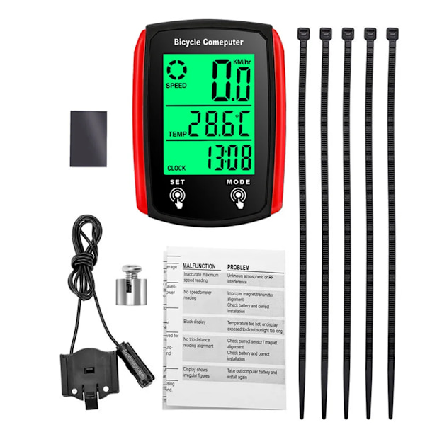 Cykel Computer LCD Digital Kablet Cykling Computer Speedometer Cykel Hastighed Kilometertæller Med Baggrundsbelysning cykel Tilbehør