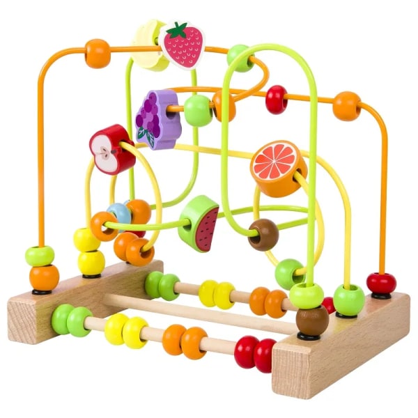 Montessori Maze Sirkler Rundt Beads Abacus Matte Puslespill Tidlig Læring Pedagogisk Tre Leker