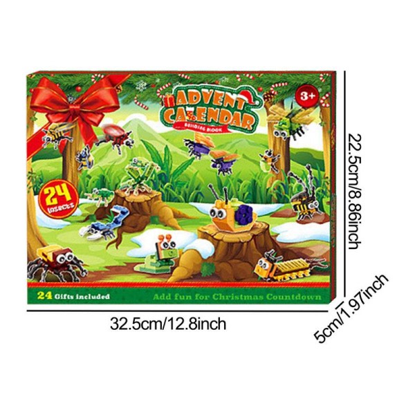 Jul advent kalender uppsättning 24 barn byggklossar djur advent kalender
