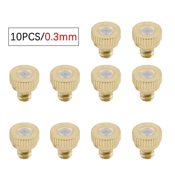 10 stykker Forstøver dyse 3/16" Tåke Spray Kjøling Vann System Tilbehør Hage Forstøver Dugg Sprayer 0,3mm (Copy)