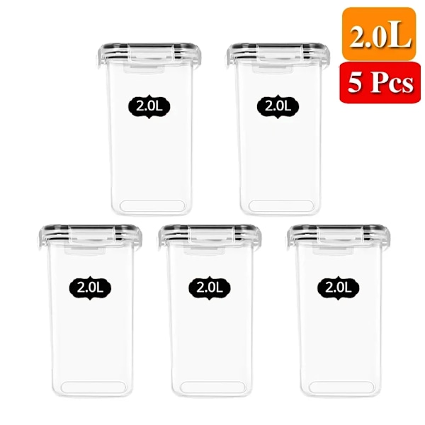Mat Förvaring Behållare Kök Arrangör och Förvaring Behållare med lock Kylskåp Nudlar Låda Tank Förseglade Burkar 5 Set Set