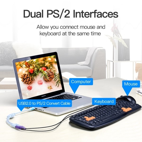 Vention USB konverter kabel til tastatur mus USB han til PS2 hun konverter adapter kabel til laptop tilslut tastatur usb