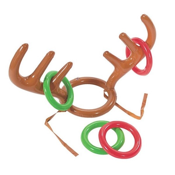 Jul Spel Uppblåsbar Tomten Rolig Ren Horthorn Hatt Ring Toss Jul Utomhus Uppblåsta leksaker