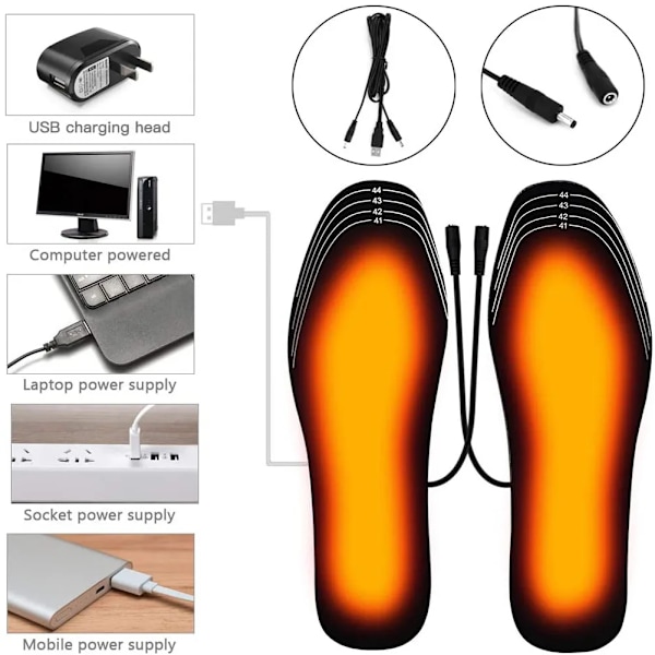 5 par USB oppvarmet sko innleggssåler elektrisk fot varme pute føtter varmere sokk pute