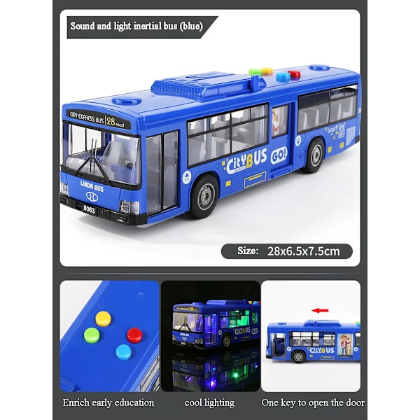 Hög Kvalitet Simulering Buss Stor Storlek Droppsäker Ljus Musik Tröghet Buss
