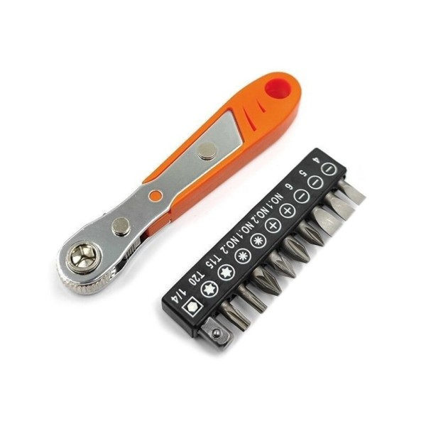 Spärrnyckel skiftnyckel 10 st drivning skruvmejsel bit 1/4inch mini snabbfrigöring sockel verktyg reparation hand verktyg