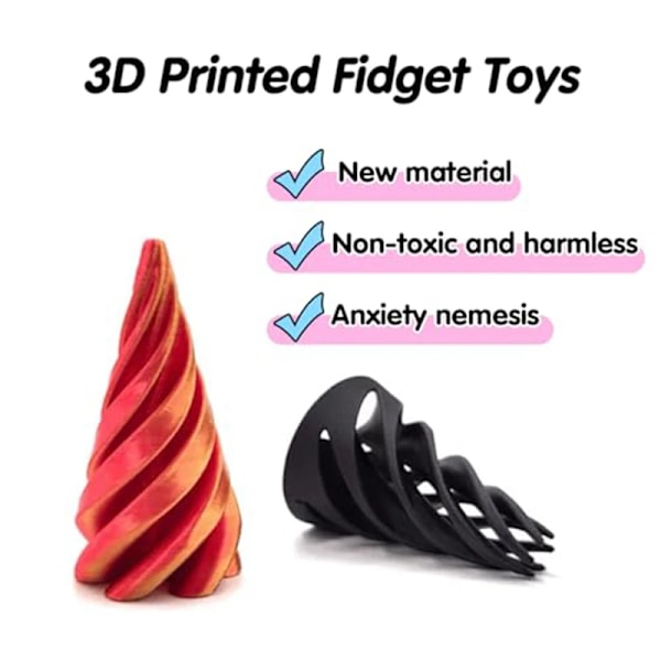 3D trykt spiral kegle legetøj umuligt pyramide gennemløb skulptur gennemgang pyramide fidget legetøj