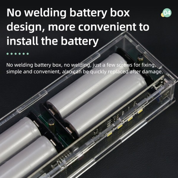 Two Way No Welding LED Light Digital Display Transparent Punk Batteri Snabb Charge Power Bank Case