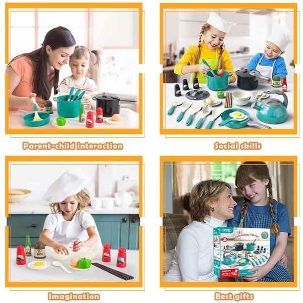 32 kpl lasten keittiön lelu tarvikkeita taapero teeskelu ruoanlaitto leikkisarja leikki katuilla pannuilla astiat ruoanlaittovälineet lelut