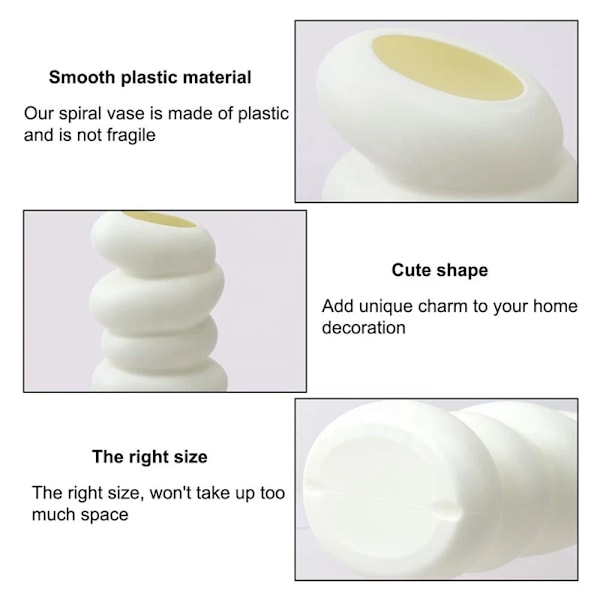 1 stycken Plast Spiral Vit Vas Nordisk Kreativt Blomsterarrangemang Behållare För Kök Vardagsrum Sovrum Hem Inredning Prydnad