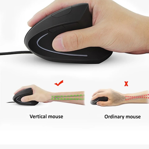 Kabelansluten Höger Vertikal RGB Mus Ergonomisk Gaming Mus 800 1200 1600 3200DPI USB Optisk Handled Hälsosam Mas