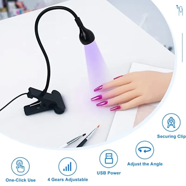 LED UV Ljus för Torkning Gel Nagellack Clip-On Flexibel Skrivbord Mini USB Nagellampa Bärbar Nageltork Manikyr Salon Verktyg