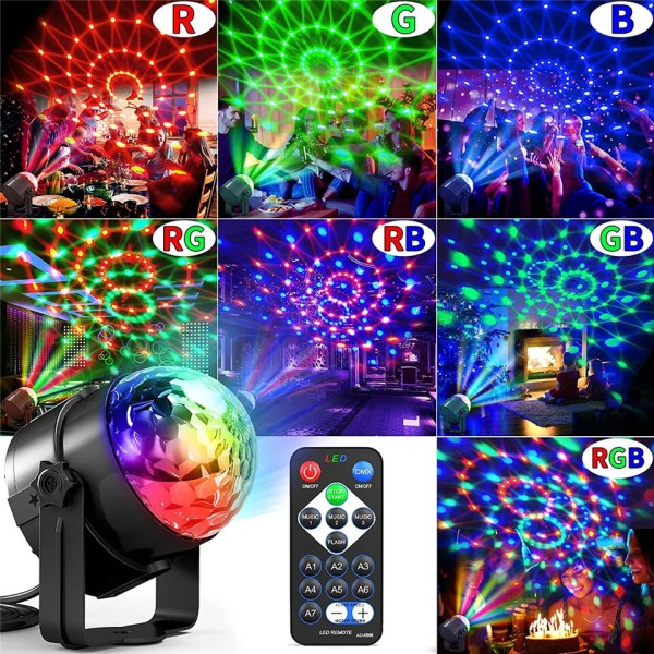 7 väriä vilkku valo ääni aktivoitu lava kaukosäätimellä disco pallo lamput