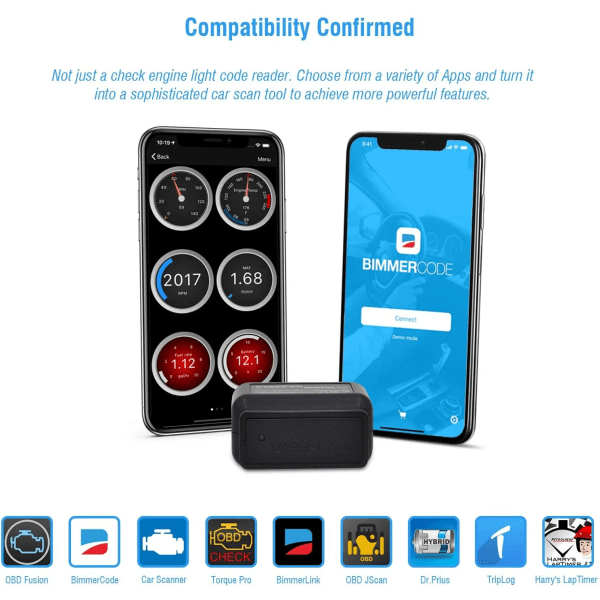 Bästa kvalitet OBD2 Bluetooth Skanner Auto OBD II Diagnostic Scan Verktyg för iOS & Android, BT4.0 Car Check Engine