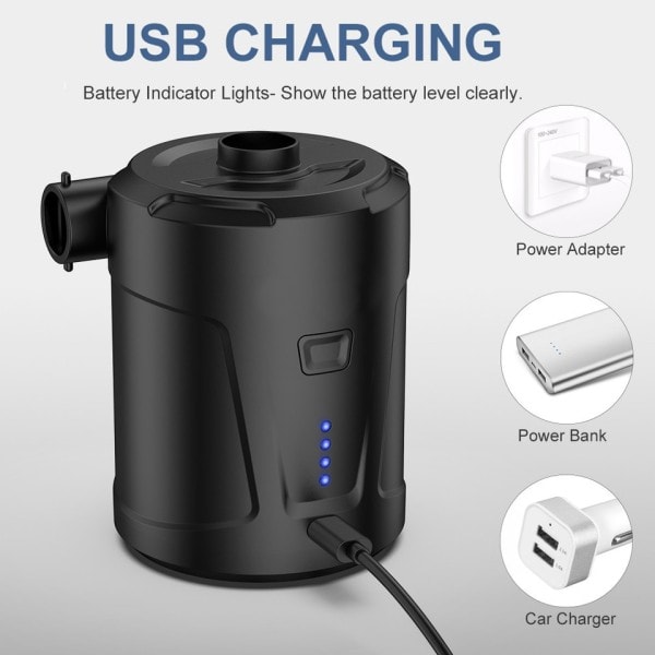 Bärbar Trådlös Luft Kompressor Inflator/Deflator Pumpar för Uppblåsbara kuddar Luft Sängar Båt Simring Ring