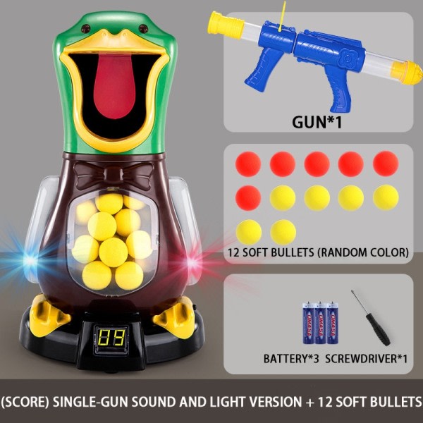 Funny Air Powered Safety Soft Bullet Gun Hit Me Hungry Shooting Duck Electronic Game Target Bullet Leker