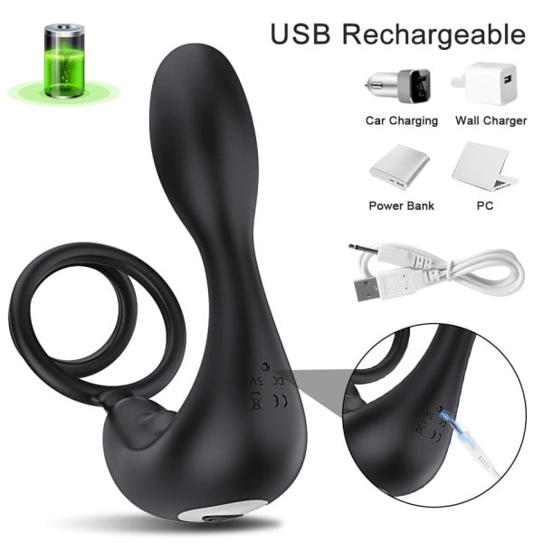 Bluetooth APP Mies Eturauhanen Hieronta Vibraattori Kaksoisrengas Viive Siemensyöksy Anal Plug Stimulaattori Aikuisten Seksi lelut