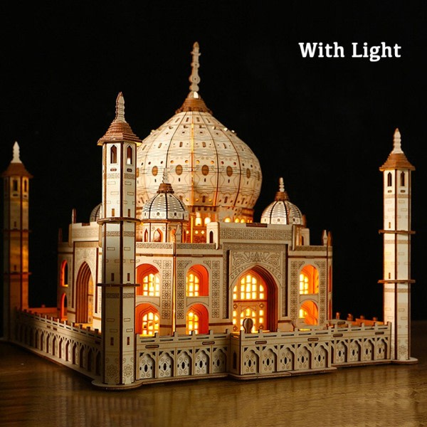 3D Puinen Pulma Kuninkaallinen Linna Taj Mahal Valolla Assembly Lelu Lapsille