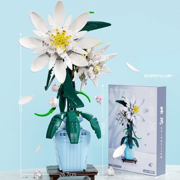 DIY Vase Epiphyllum Arrangement Blomst Romantisk Tre Hus Montering Bygning Klosser Klassisk Modell Klosser Set Karne