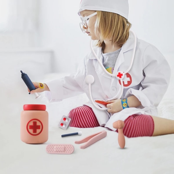 Lapset lääkäri lelu setti silikoni simulaatio lääketieteellinen laatikko Montessori lelu vauva leikki talo pelit opetus lelu