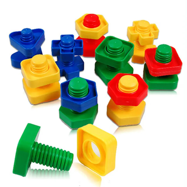 5 sett skrue byggeblokker plast innsats blokker mutter form leker