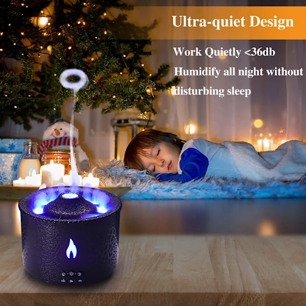 Eld Låga Luft luftfuktare Aroma Diffuser Eterisk Olja med Fjärrkontroll Manet för Hem Doft