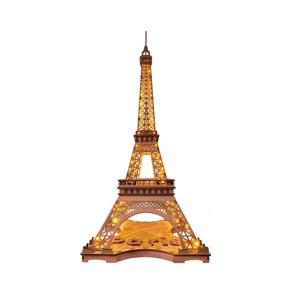 Rolife Eiffel tornin ilta 3D puinen palapeli nuorille aikuisten pienoismalli näkymiä kuuluisista rakennuksista leluista