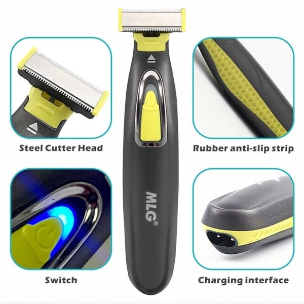 Elektrisk barbermaskine til mænd og kvinder bærbar hel krop trimmer USB T formet blad barberkniv