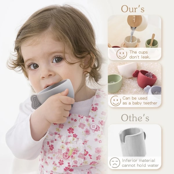 Træ Tekande Tekop Simulering Køkken Handgrej  BPA Gratis Silicone Børn Uddannelse Foregive Lege Legetøj