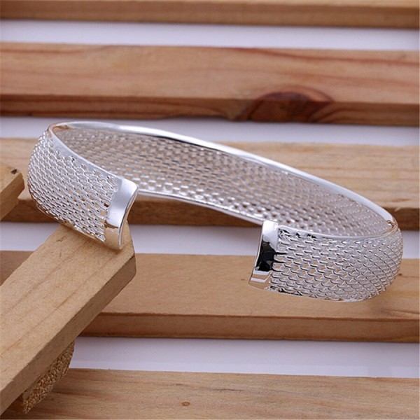 925 Sterling sølv armbånd til kvinder elegant net armring justerbar smykker