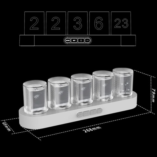 Digital Nixie Tube Ur med RGB LED Gløder til Hjem Desktop Dekoration. Luksus Boks