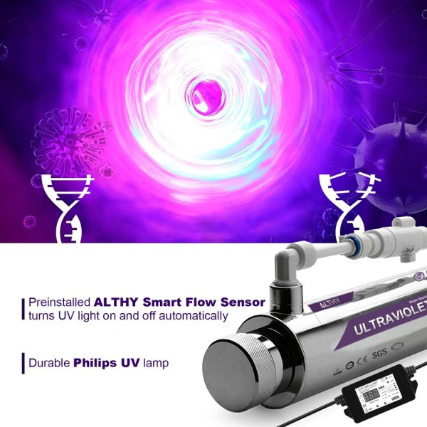 UV Ultraviolet Vand Sterilisator Purifier System Desinfektion Filter Lampe Flow Switch Kontrol